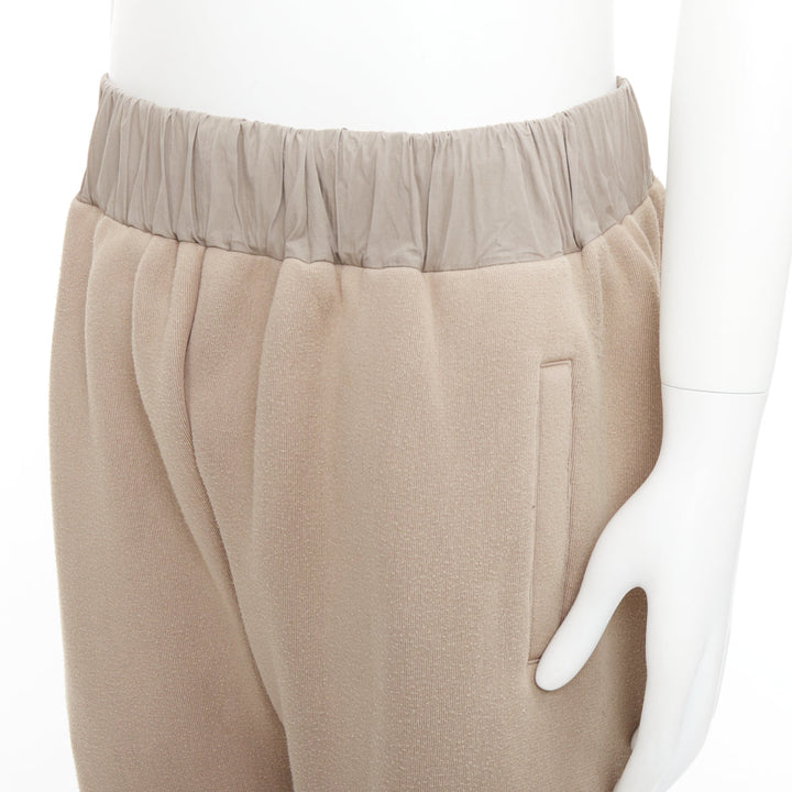 BOTTEGA VENETA beige contrast waistband elastic jogger pants IT48 M