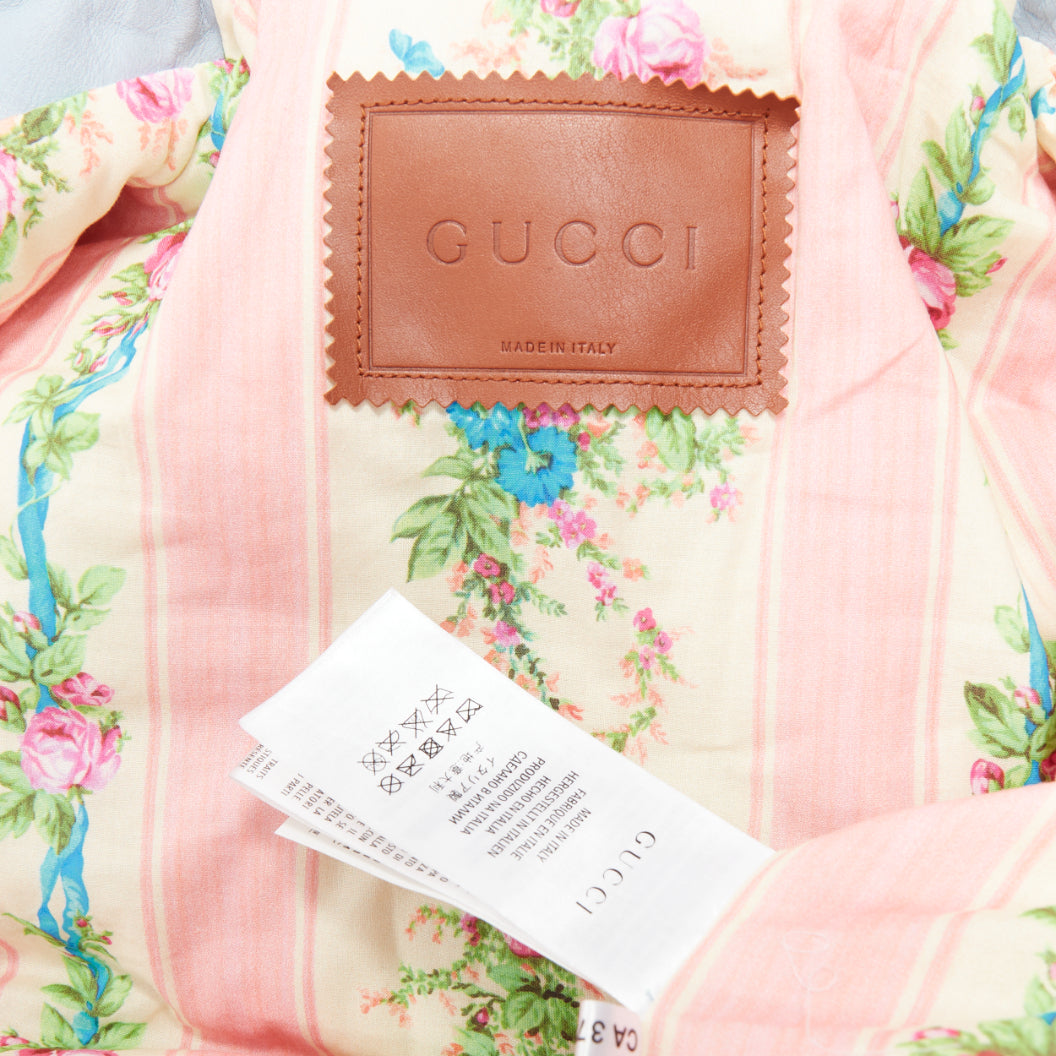 GUCCI Michele 2016 Runway blue bee floral embroidery studded jacket IT38 XS