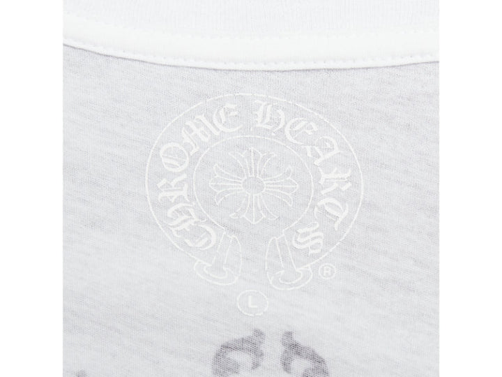 CHROME HEARTS white cotton black logo print U-neck tshirt L