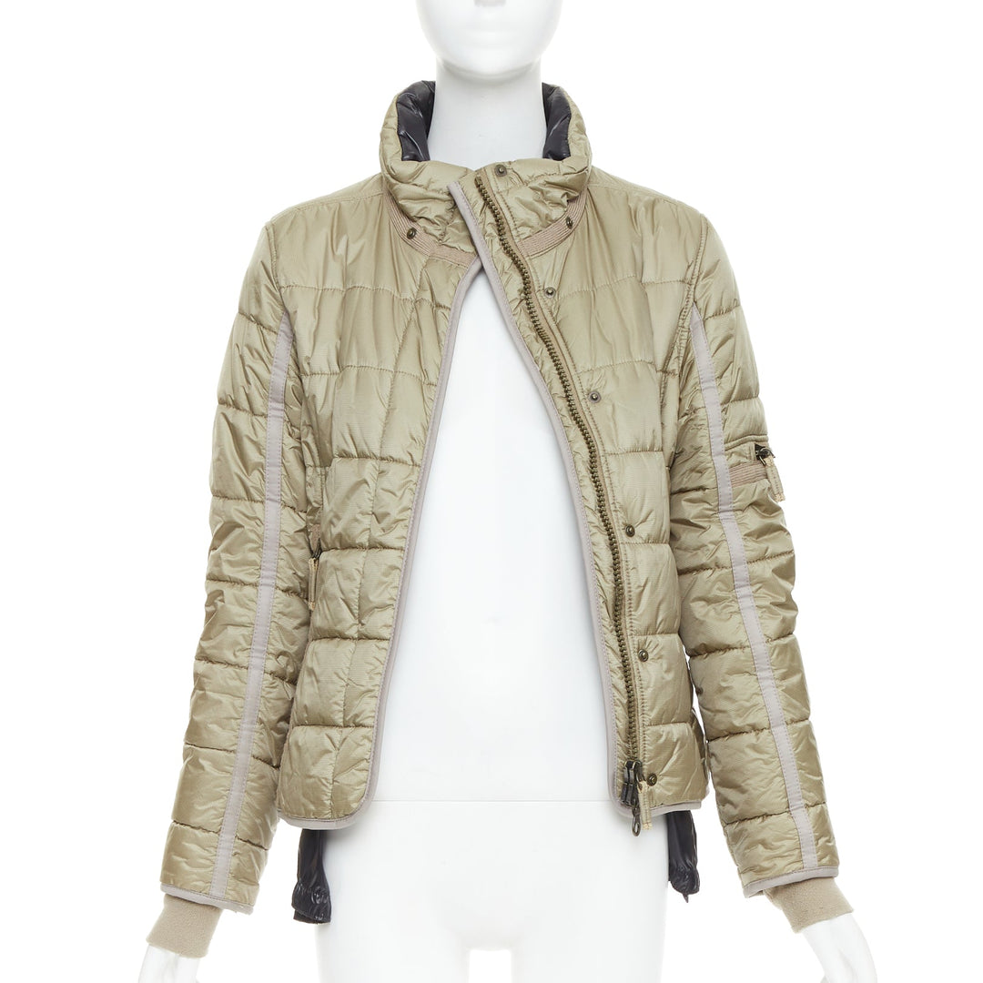 FRAUENSCHUH Limited Edition handcrafted khaki nylon zip snow puffer jacket XS