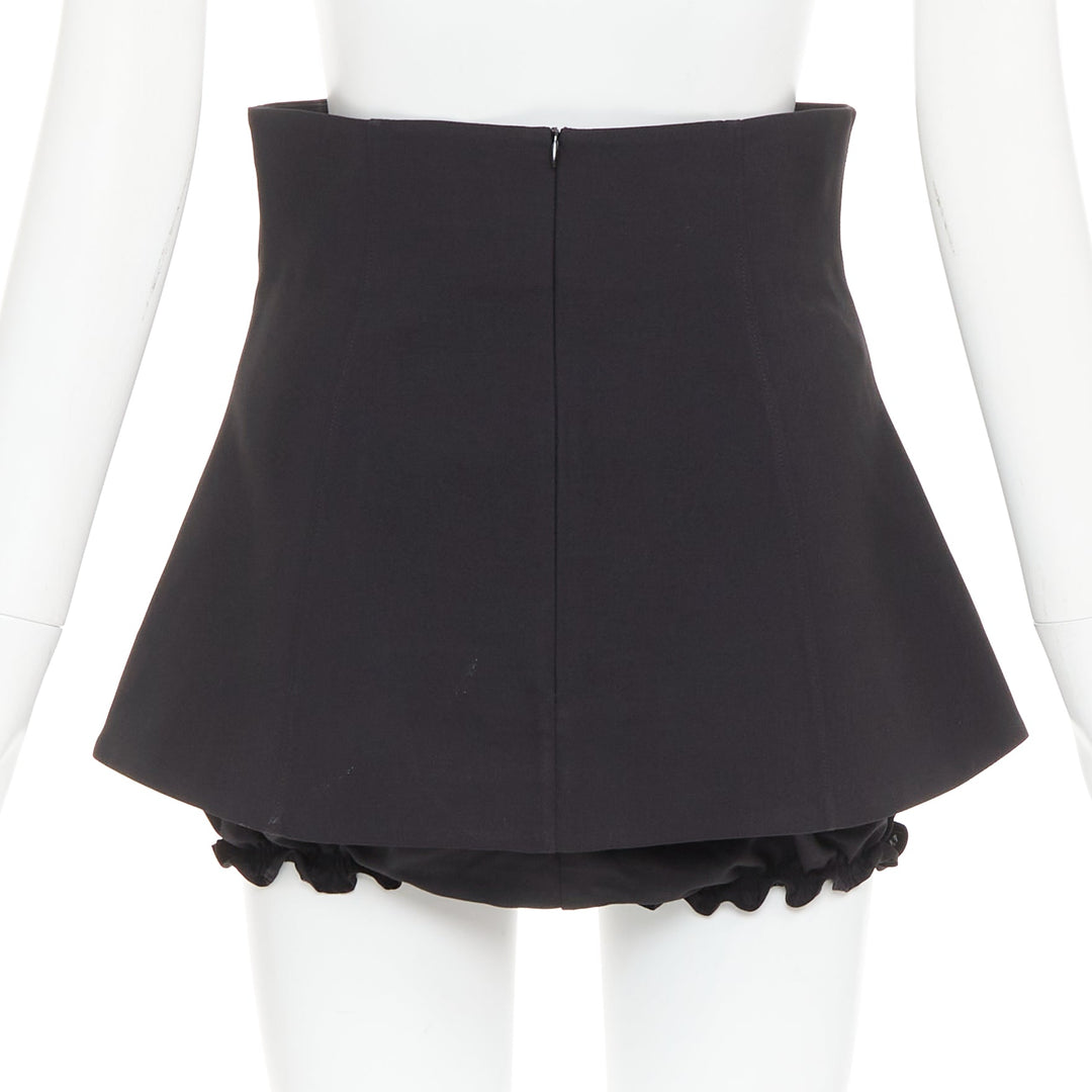 SHUSHU TONG Mini Culottes black high waisted layered ruffle shorts skirt UK8 S