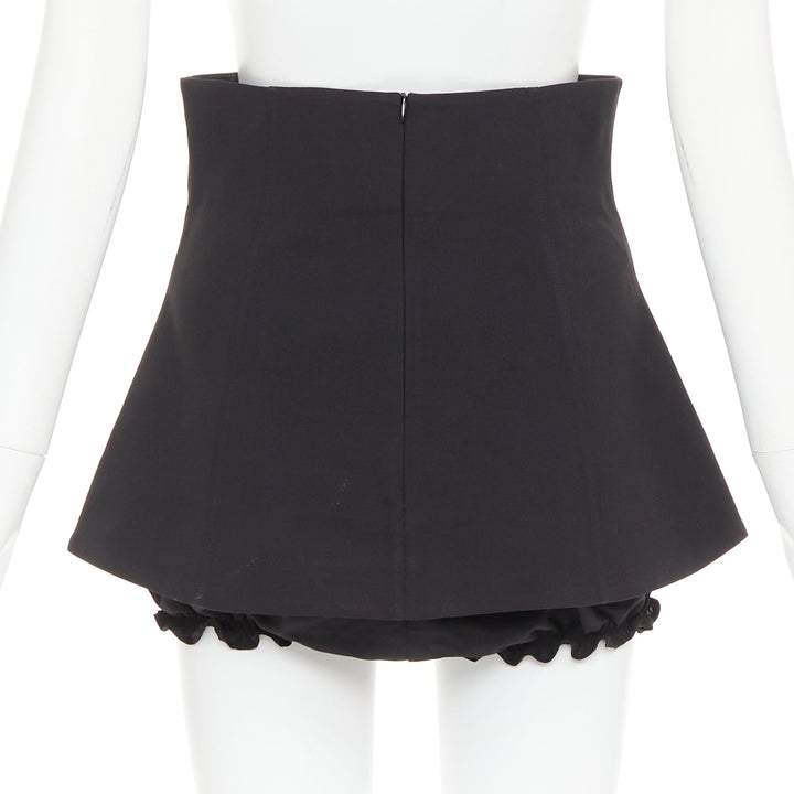 SHUSHU TONG Mini Culottes black high waisted layered ruffle shorts skirt UK8 S