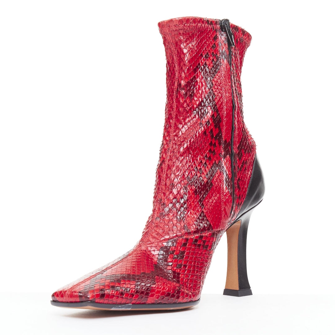 OLD CELINE Phoebe Philo Madame Flared red leather square toe ankle boots EU39