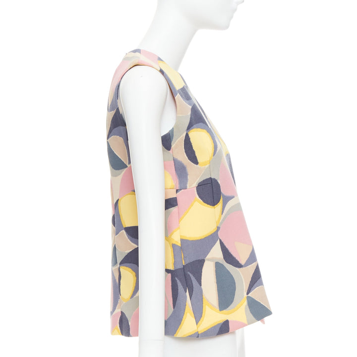 MARNI pastel multicolor abstract print asymmetric peplum top IT38 XS