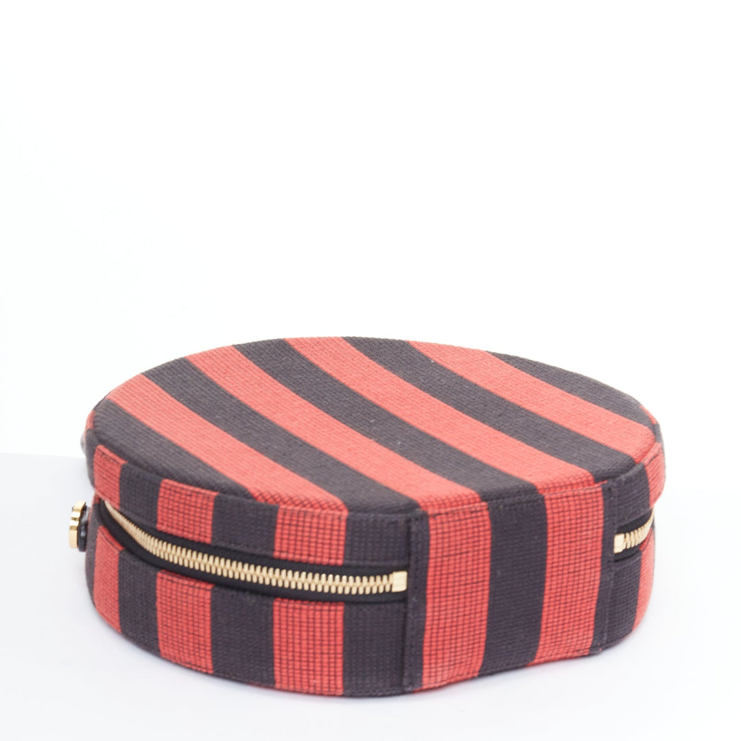 MANSUR GAVRIEL Circle black red striped fabric leather trim crossbody bag