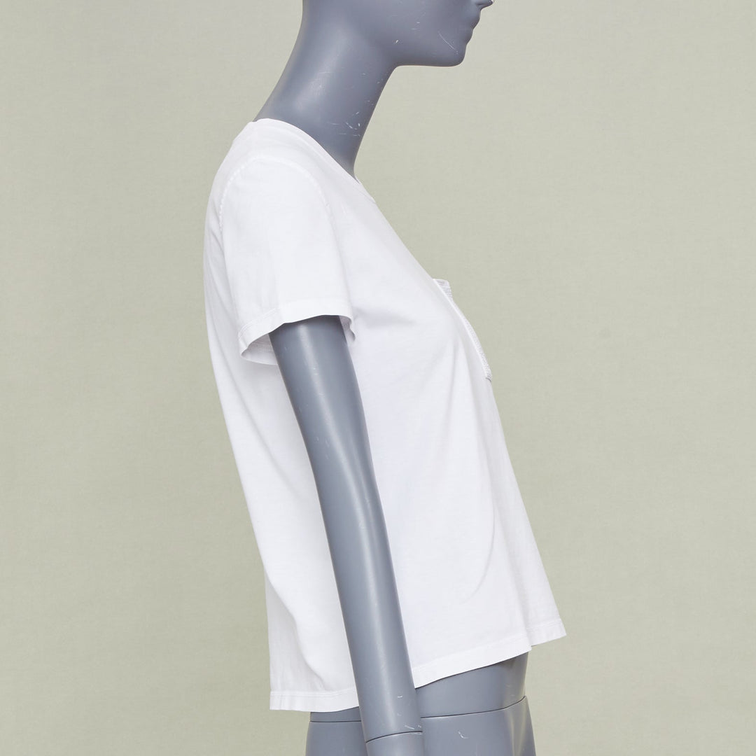 HERMES 2024 Mosaique Au 24 embroidered H pocket blanc white cotton tshirt FR38 M