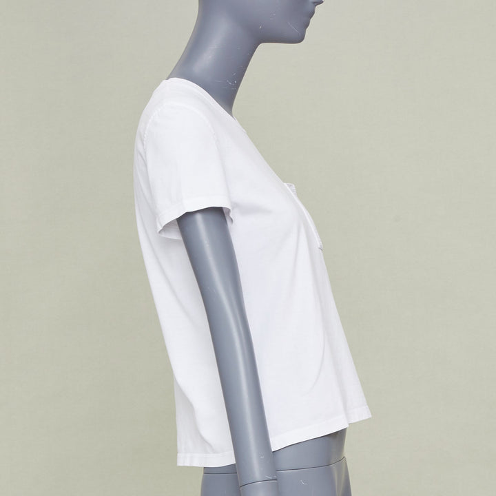 HERMES 2024 Mosaique Au 24 embroidered H pocket blanc white cotton tshirt FR38 M