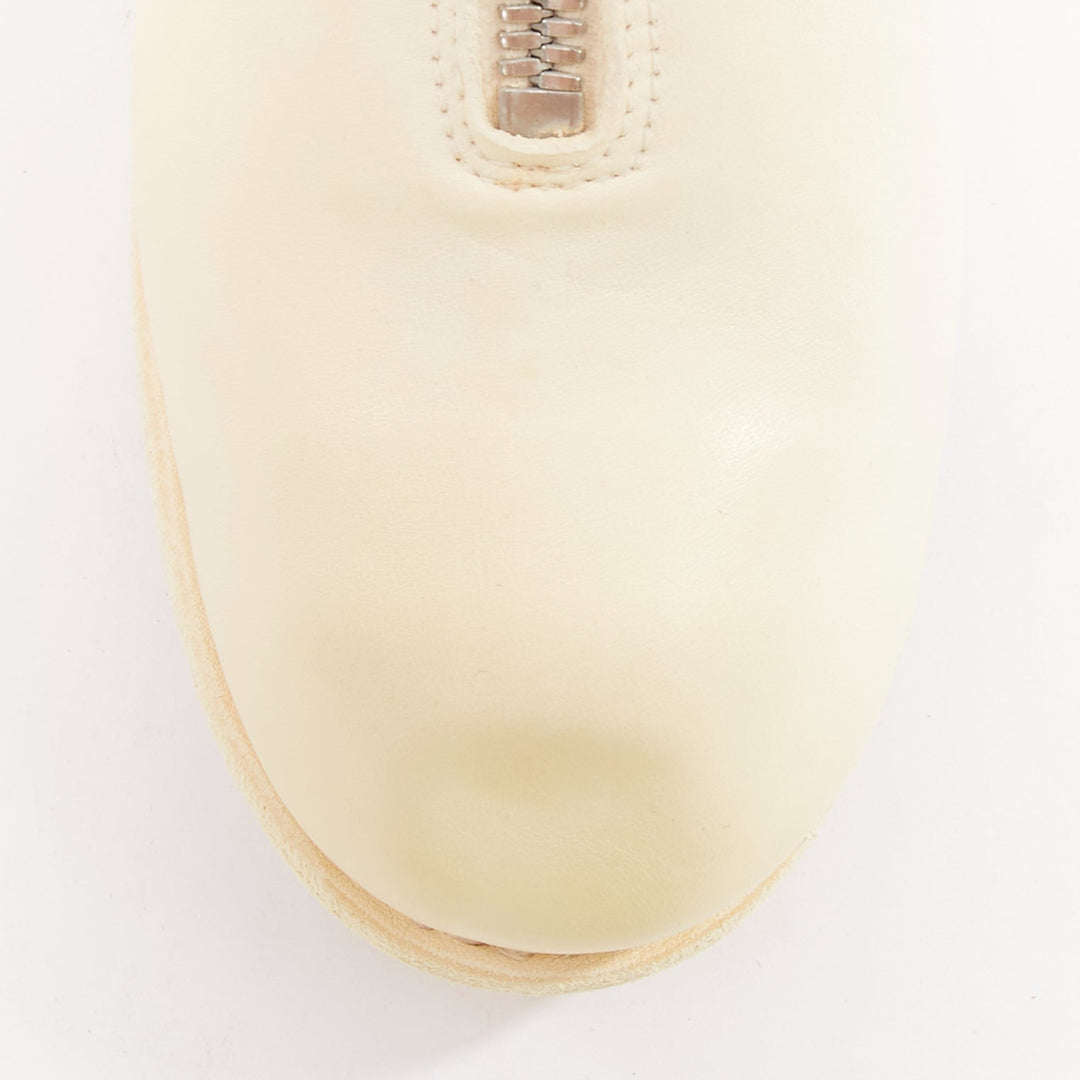 GUIDI PL2 Soft Horse cream full grain leather silver zip boots EU36