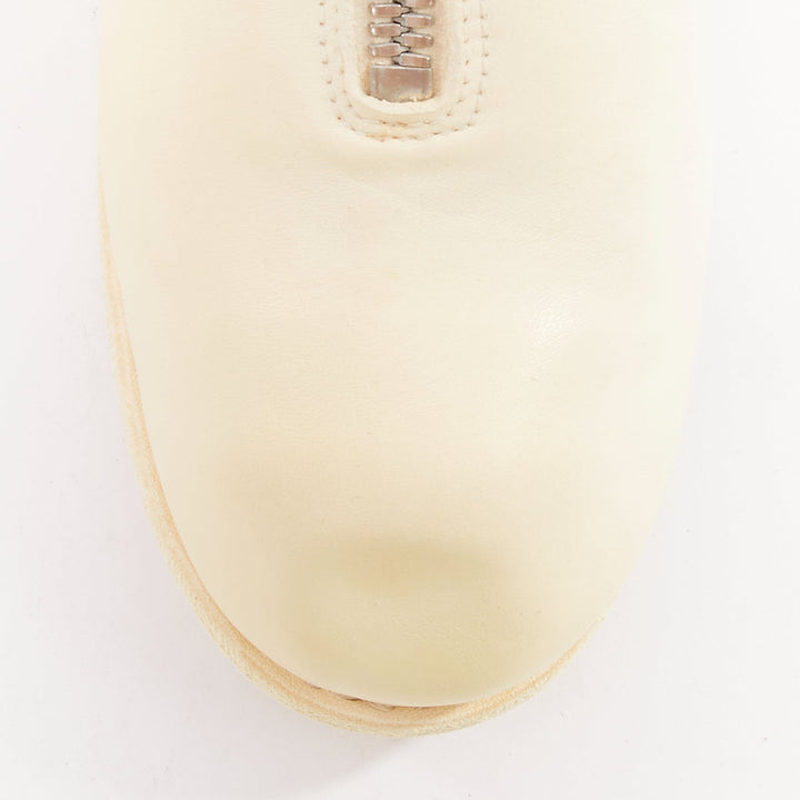 GUIDI PL2 Soft Horse cream full grain leather silver zip boots EU36