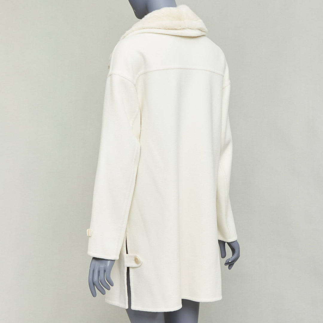 LORO PIANA Baby Cashmere Jubilee cream double face cashmere lambskin fur coat S