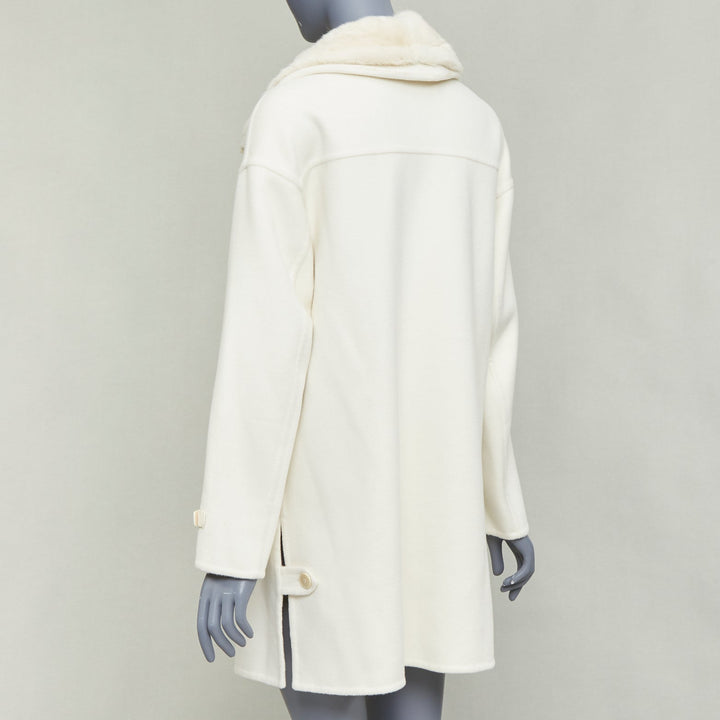LORO PIANA Baby Cashmere Jubilee cream double face cashmere lambskin fur coat S