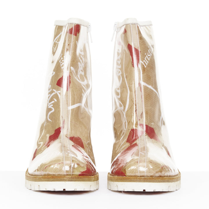 CHRISTIAN LOUBOUTIN Loubikraft Loubi kraft paper PVC block heel boots EU37.5