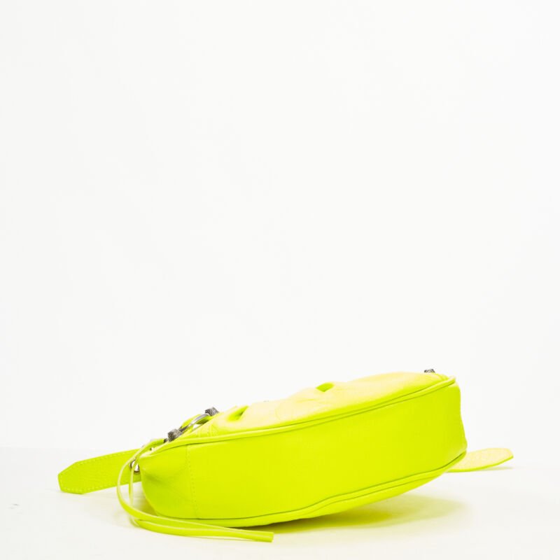 BALENCIAGA DEMNA LE Cagole XS neon yellow silver stud crossbody Motocross bag