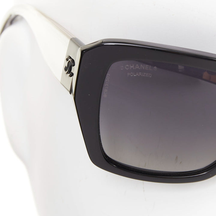 CHANEL 5263A  black clear square frame polarized CC logo sunglasses