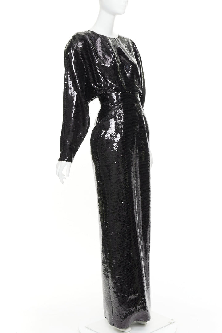 rare ALEXANDRE VAUTHIER COUTURE AW2022 Runway black sequin batwing gown dress