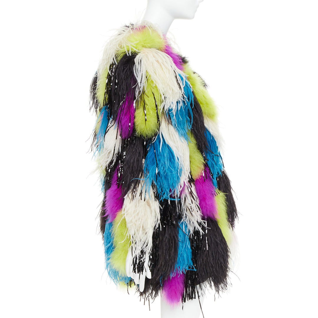 rare ALEXANDRE VAUTHIER COUTURE SS2022 Runway Maison Lemarie ostrich tinsel coat
