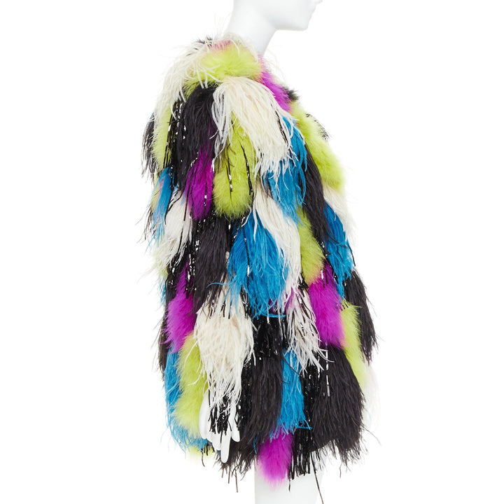 rare ALEXANDRE VAUTHIER COUTURE SS2022 Runway Maison Lemarie ostrich tinsel coat