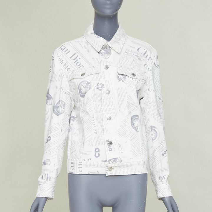 DIOR HOMME 2020 Daniel Arsham Runway newspaper print cotton denim jacket EU44 XS