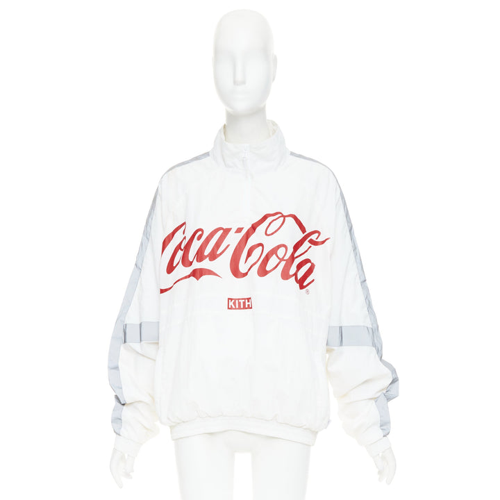 KITH COCA COLA 2019 cream grey reflective nylon quarter zip track sweatshirt S