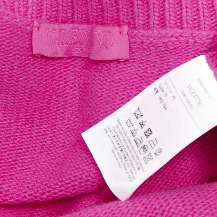 VALENTINO 2022 Pier Paolo Piccioli pink bow virgin wool boxy sweater XS