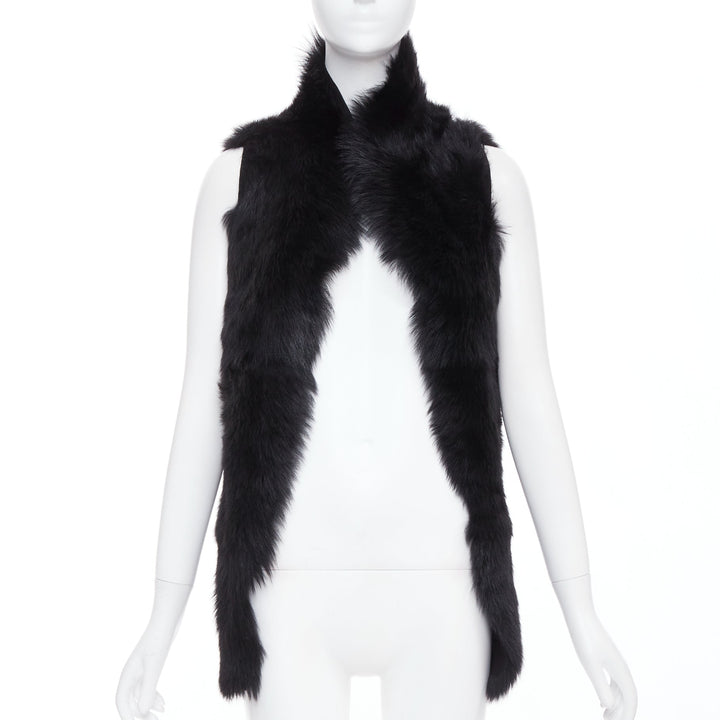 WHISTLES black 100% lamb leather fur high vest jacket XS