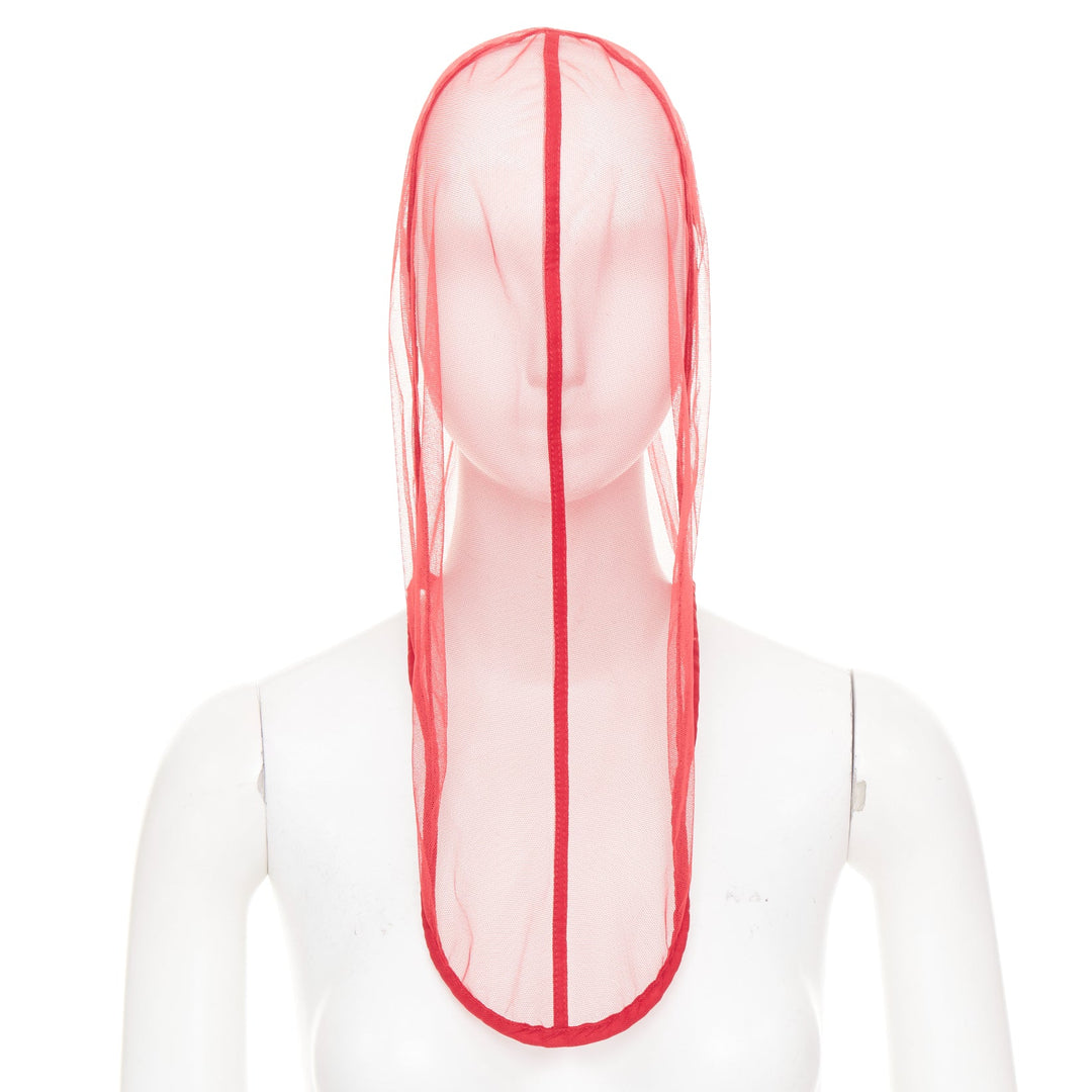 rare RICK OWENS 2024 Lido Runway sheer nylon tulle helmet mask hood veil S