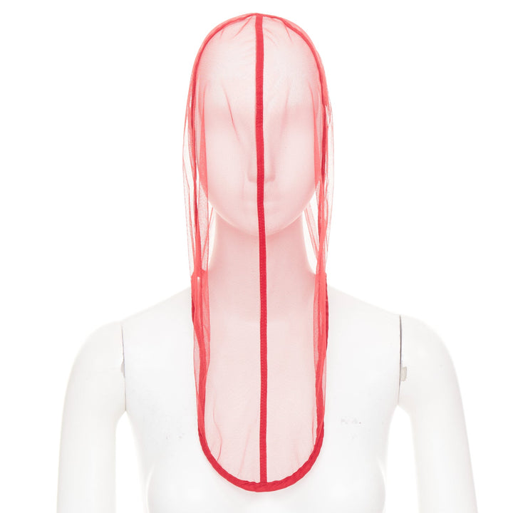 rare RICK OWENS 2024 Lido Runway sheer nylon tulle helmet mask hood veil S