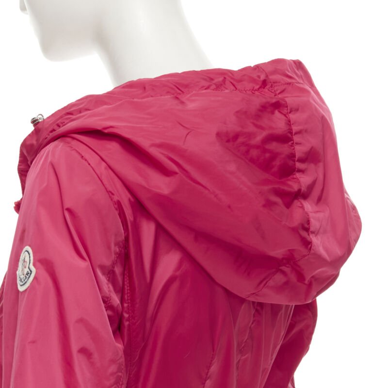 MONCLER Gazon Giubbotto pink back ruffles belted waist windbreaker jacket Sz 2 M