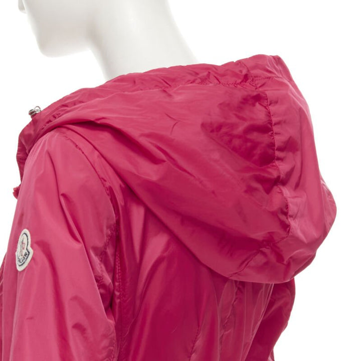 MONCLER Gazon Giubbotto pink back ruffles belted waist windbreaker jacket Sz 2 M