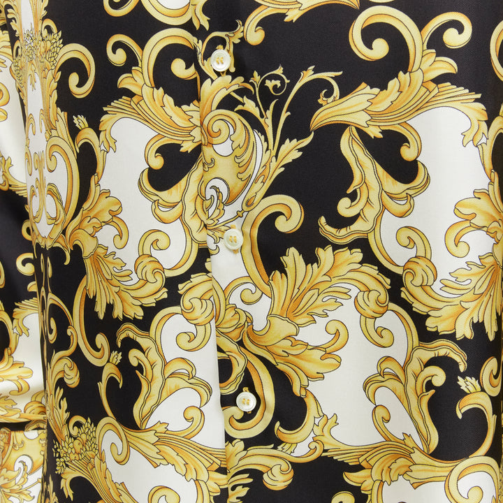 VERSACE 2022 Renaissance Barocco 100% silk gold signature shirt IT52 XL