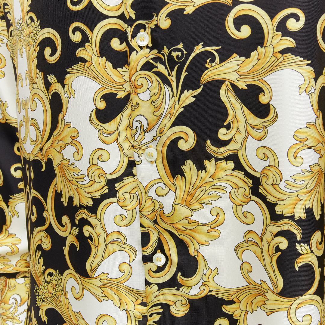 VERSACE 2022 Renaissance Barocco 100% silk gold signature shirt IT50 L