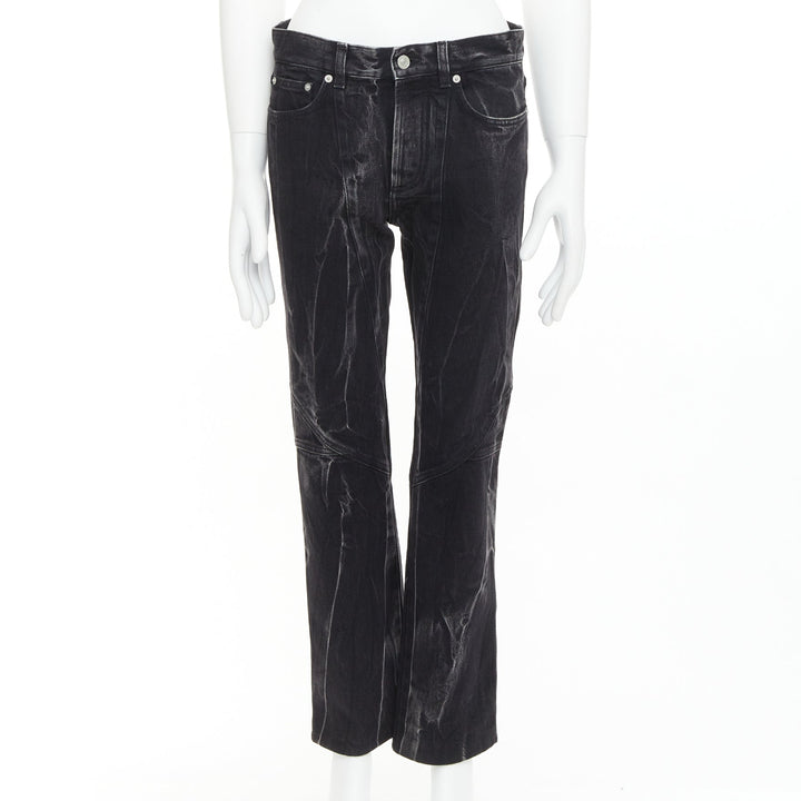 GIVENCHY grey acid washed cotton lightning topstitch panelled jeans 29"