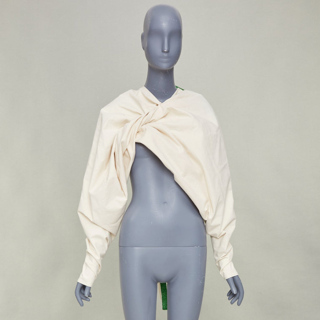 COLVILLE 2018 cream cotton twist front balloon sleeve top IT42 M