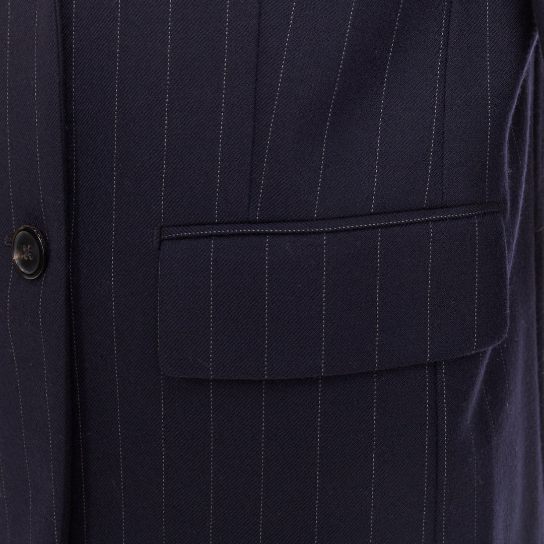 PRADA 2021 navy pinstripe virgin wool single-breasted boxy blazer jacket IT38 XS