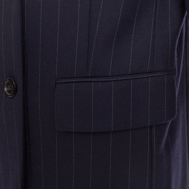 PRADA 2021 navy pinstripe virgin wool single-breasted boxy blazer jacket IT38 XS
