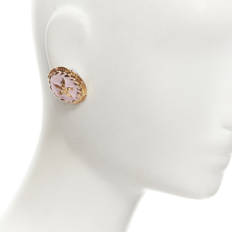 VERSACE 2021 Runway Tresor De La Mer pink enamel gold Greca starfish earring