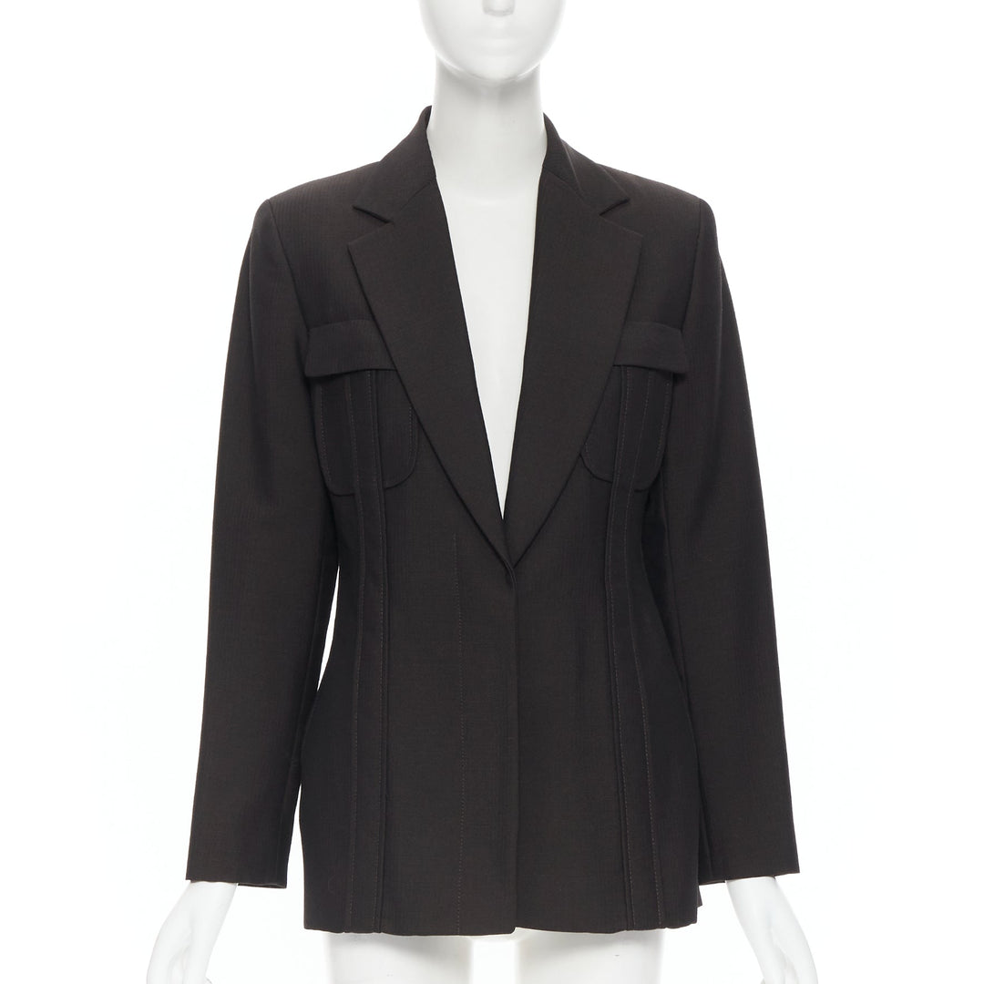 vintage GUCCI TOM FORD 1996 brown wool mohair dart front blazer pant set IT42 M