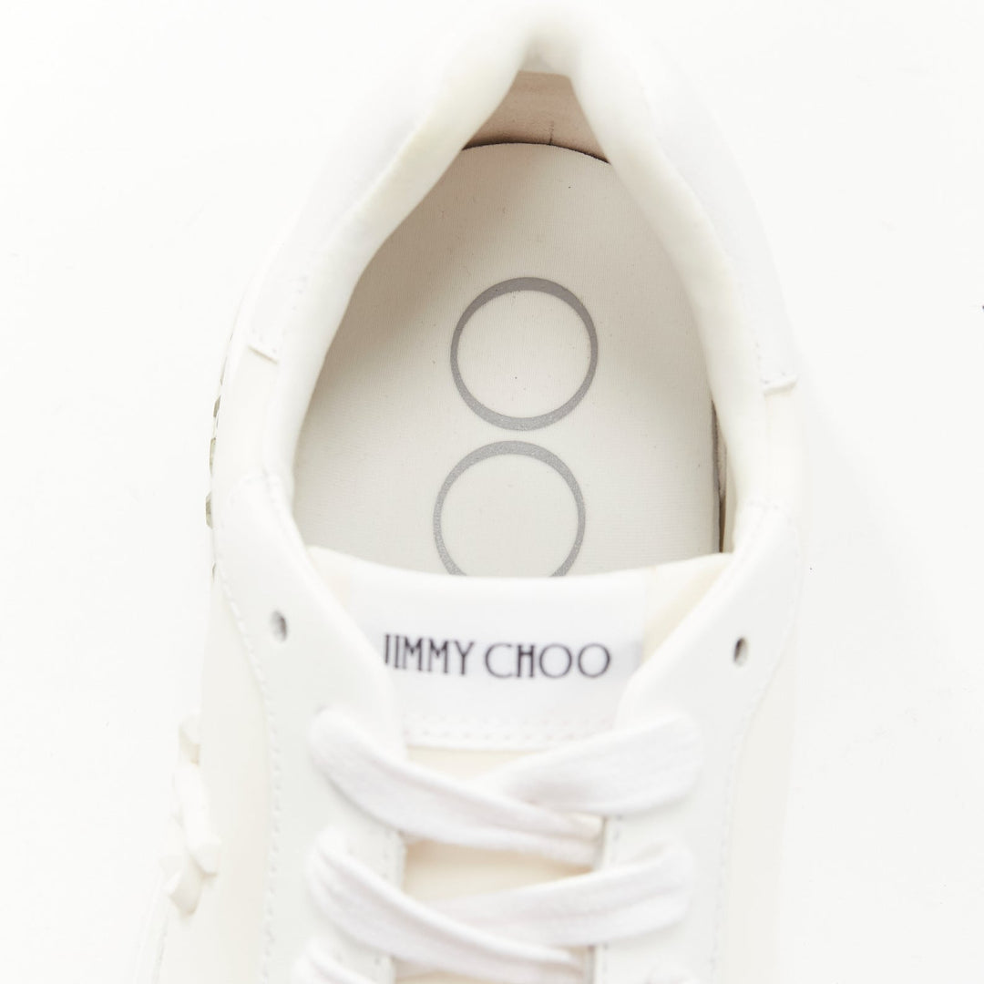 JIMMY CHOO Memphis white JC logo clear debossed crystal dad sneakers EU38.5