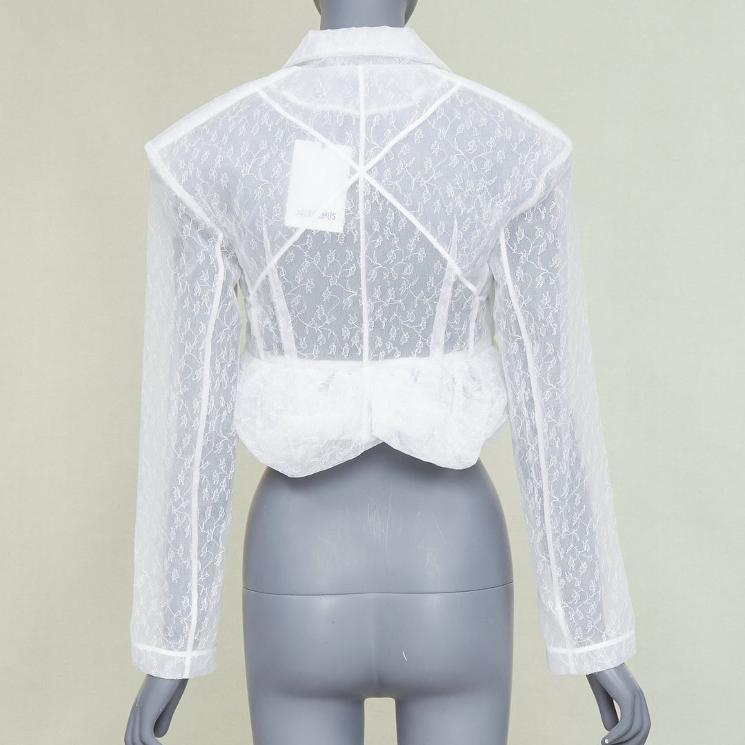 JACQUEMUS Bridal Le Chouchou 2023 Runway Dentelle white tulle jacket FR34 XS