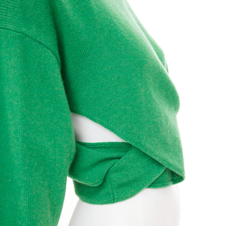 ALEXANDER MCQUEEN 2023 kelly green wool cashmere twisted curved sweater S