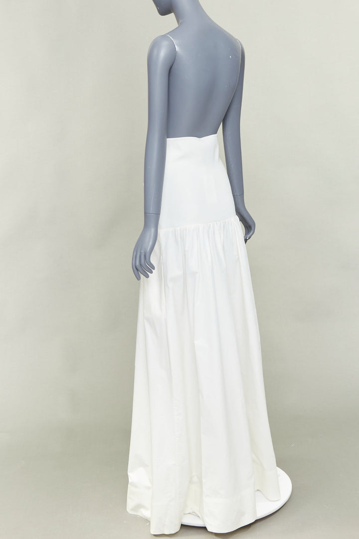 ST AGNI 2023 white strapless drop waist knit poplin maxi dress XL