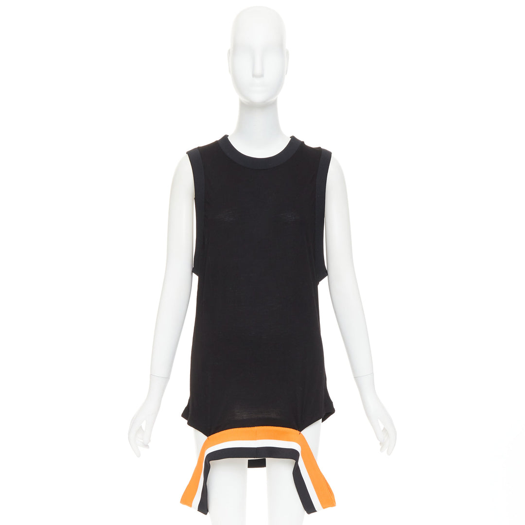 GIVENCHY Podium Robe 2014  black orange semidetached ribbed hem tunic tank top M