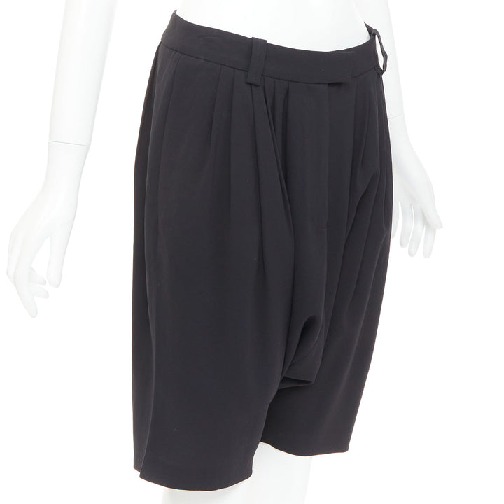 GIVENCHY black pleated front drop crotch harem knee length shorts FR38 M