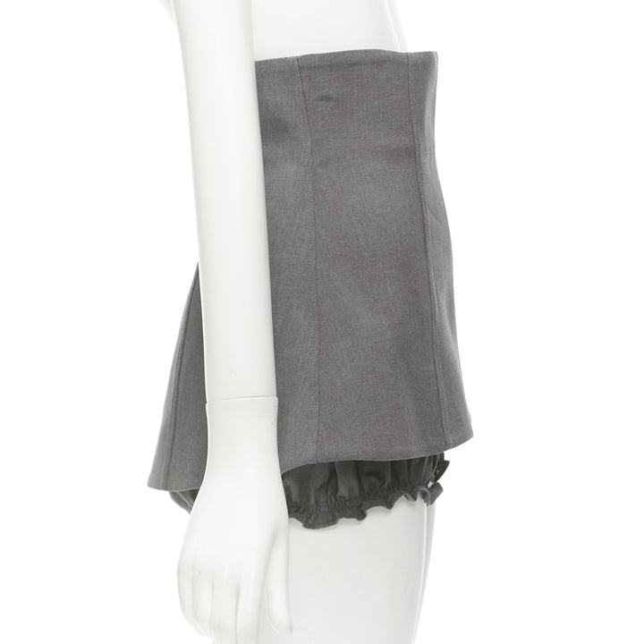 SHUSHU TONG grey ruffle skirt overlay high waisted layered shorts UK6 XS