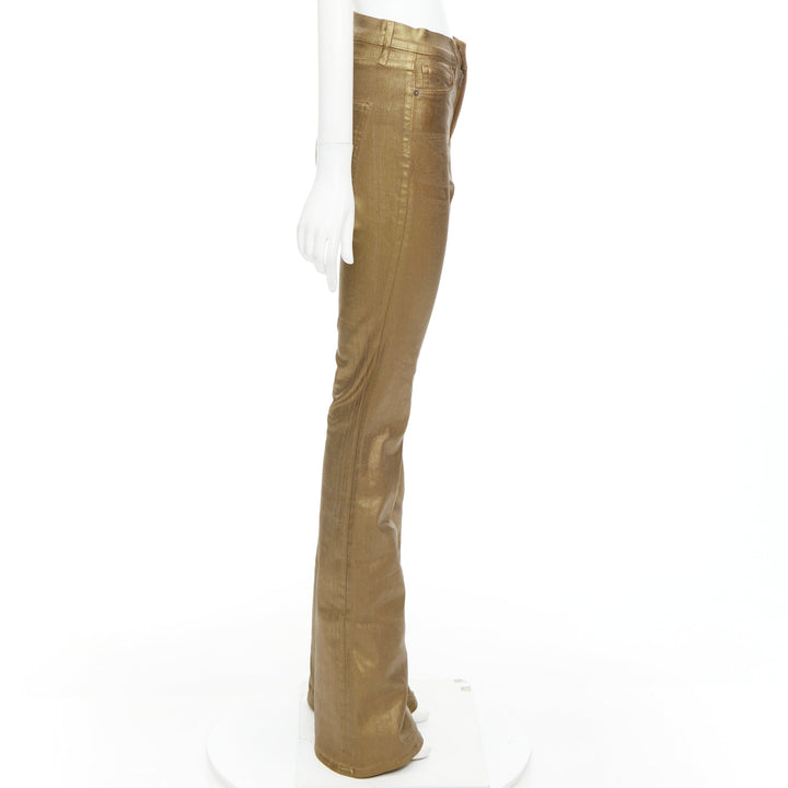 VERONICA BEARD Beverley Skinny Flare gold coated cotton flared jeans 24"