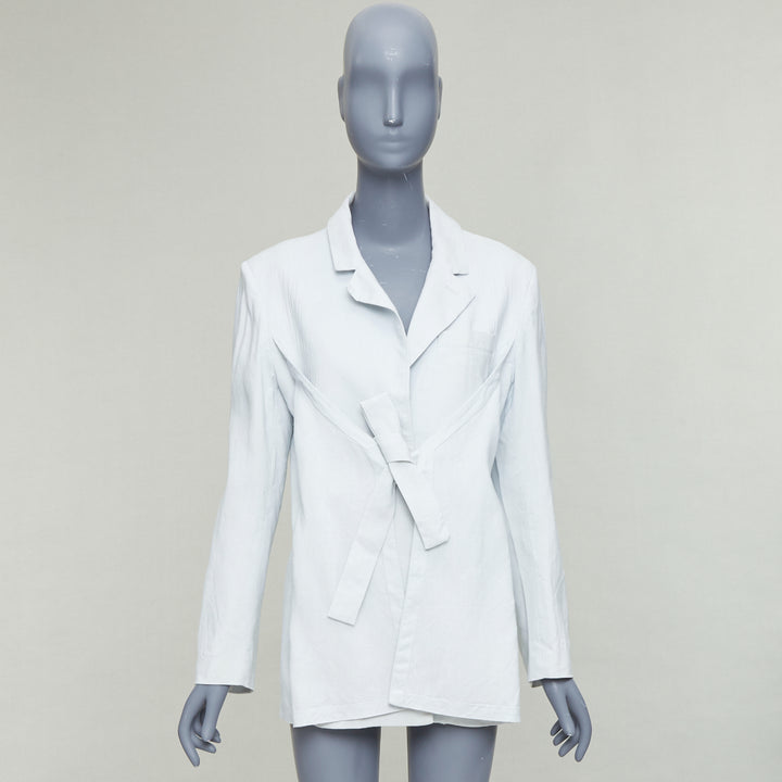 JACQUEMUS Le Coup De Soleil blue hemp virgin wool blend blazer FR34 XS