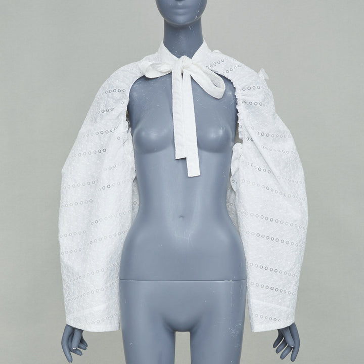 TAO COMME DES GARCONS 2021 white broderie anglaise sleeve cape pelerine bolero