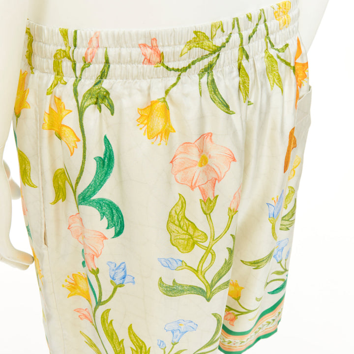 CASABLANCA 2023 L'Arche Fleurie floral print drawstring silk beach shorts XXL