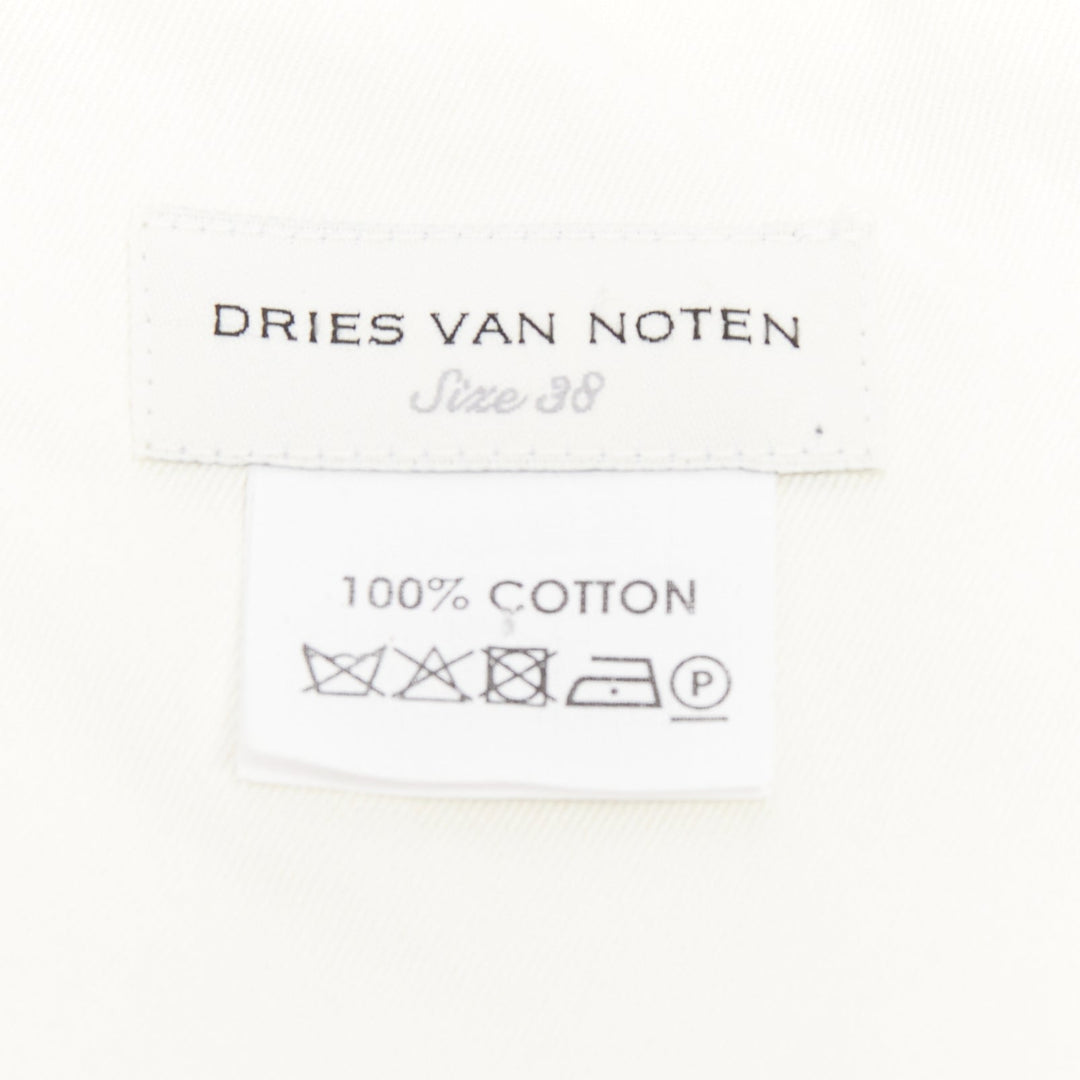 DRIES VAN NOTEN black white cotton watercolor floral print midi skirt FR38 M