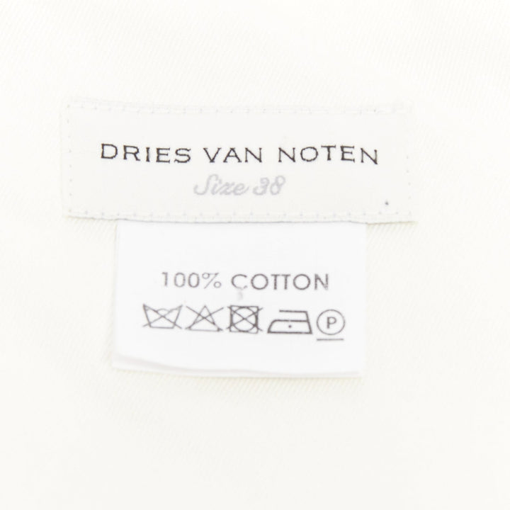 DRIES VAN NOTEN black white cotton watercolor floral print midi skirt FR38 M
